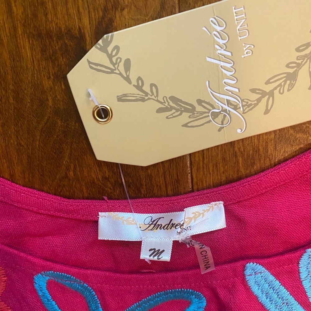 Andree Pink Embroidered Flutter Strap Size Medium - image 3